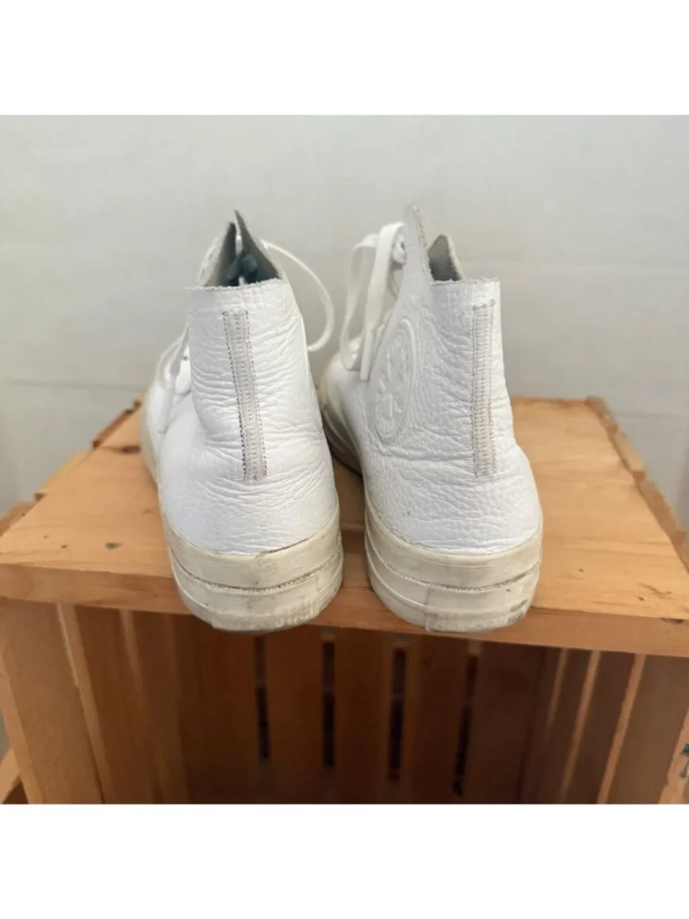Converse Chuck Taylor All Star Mens Size 5 White Leather Prime Hi Top Sneakers - Picture 7 of 15